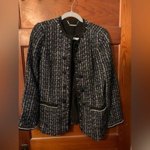 White House Black Market womens blue tweed blazer size 6
